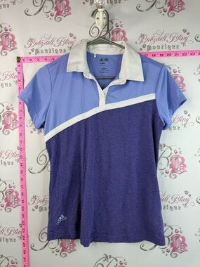 adidas Short Sleeve polo Tee with a Lavender, Purple and White Trim, Casual